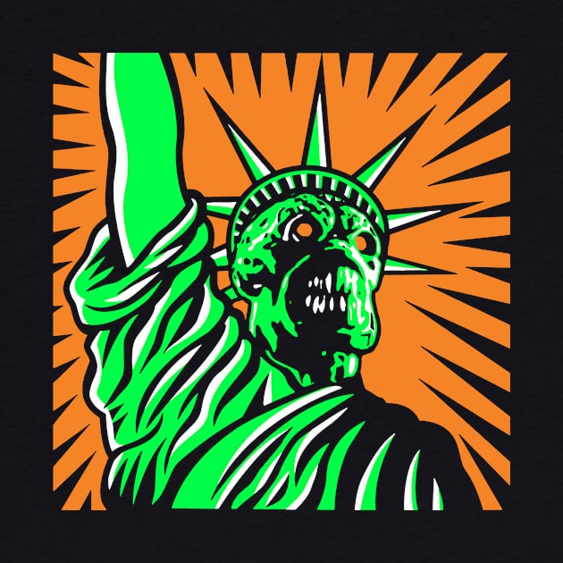 Martian Liberty neon colors orange/green by Uwantmytees